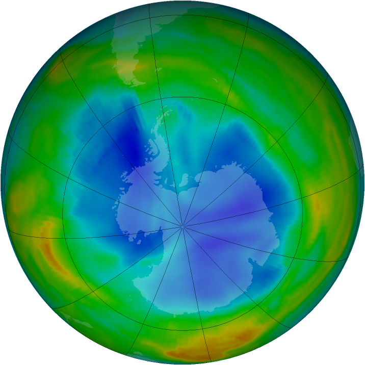 Antarctic ozone map for 31 July 1996